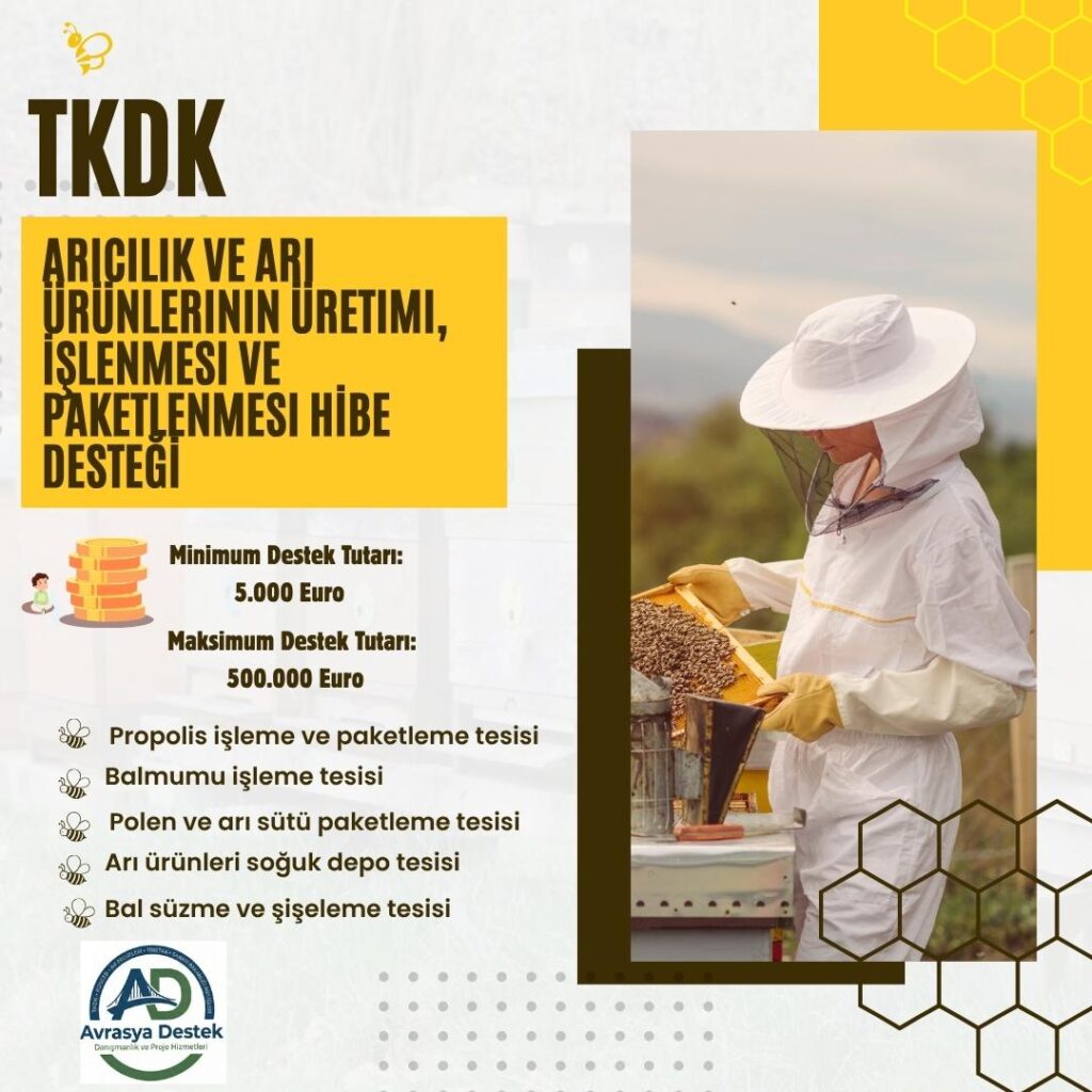TKDK Arıcılık ve Arı Ürünlerinin Üretimi, İşlenmesi ve Paketlenmesi Hibe Desteği